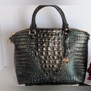 Rare Brahmin Duxbury in Agate - Holiday Jewel Tone Teal and Gold satchel